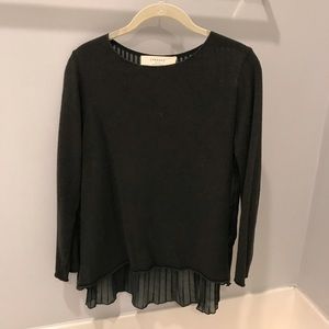Zara Deep Green Chiffon Pleat Back Sweater
